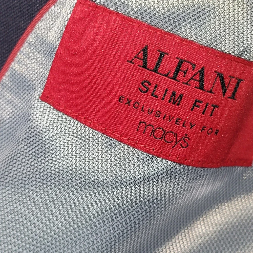 Alfani Slim Fit Navy Blue Blazer Sport Coat Jacket Mens 38R Macy's 2 Button